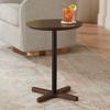 Elm Lane Ellsworth Modern Minimalist Walnut Wood Round Standing Accent Side End Table 15 1/4" Wide Brown Black Pole for Living Room Bedroom - 2 of 4