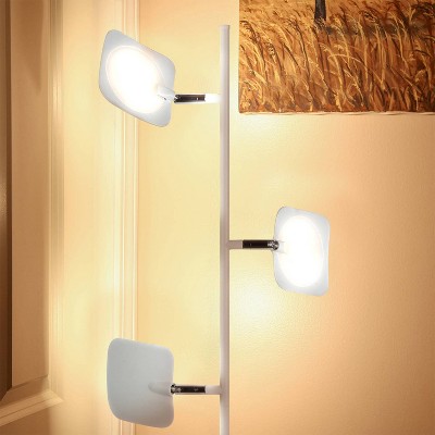 White Adjustable Multi-Head LED Floor Lamp with Dimmer
