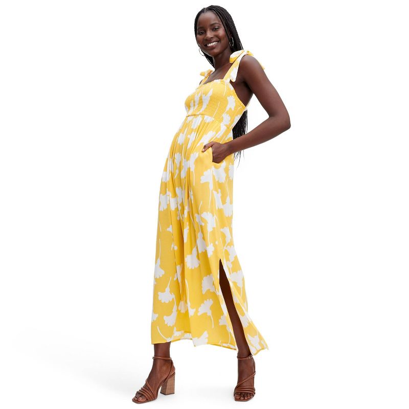 Women's Smocked Tie Strap Ginkgo Yellow Midi Dress - DVF for Target, 1 of 9