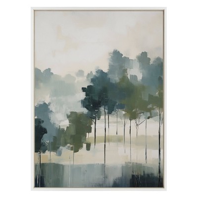 Whispering Trees Abstract Canvas Print in White Frame