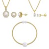 EVERLY JEWELRY | 5-Pc Set Brass Yellow Freshwater Pearl & White Cubic Zirconia Earrings & Pendant, Brass Bangle with Freshwater Pearls in Gift Box - 2 of 4