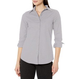 Women's Button Down Long Sleeve Poplin Dress Shirts for Work Office Business Casual Blouse Tops (Available in Plus Size) - 1 of 3