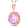 Guili Cubic Zirconia Sterling Silver Rose Plated Round Pink Pendant, A Perfect and Elegant Addition to Your Collection for Any Look - 2 of 4