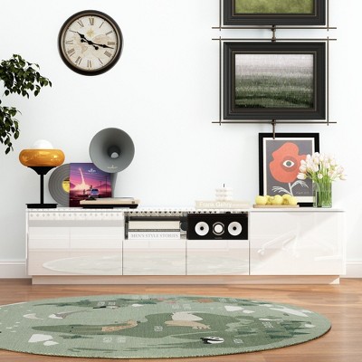 FUFU&GAGA High Gloss Finish TV Stand with Drawer Bottom Light Strip Entertainment Centre