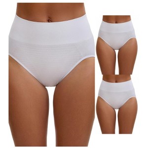 INSPIRE CHIC Women's High Waist Tummy Slimming Elastic Briefs Breathable Butt Lifter Underwear 3 Packs - 1 of 4