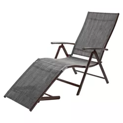 Outdoor Aluminum Adjustable Chaise Lounge - Black/Gray - Crestlive Products