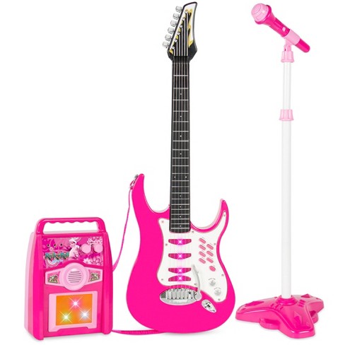 Toy Guitar Electric Acoustic Music Player Learning Set Kids Gift Pink Red Xmas 