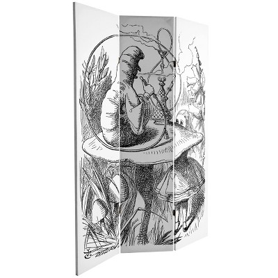 72" x 48" Double Sided Alice in Wonderland 3 Panel Room Divider