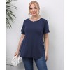 Women's Round Neck Split Hem Short Sleeve T-Shirt Casual Basic Stretchy Cotton Tee Summer Top - 3 of 4
