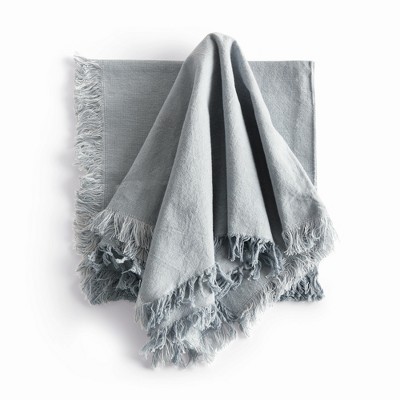 Plum & Post Aura Dinner Napkins - Light Blue - Pre-Washed Cotton - 4pc