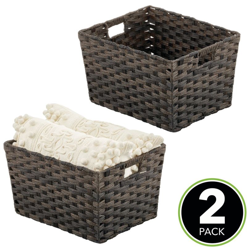 mDesign Wide Rectangular Woven Home Storage Basket Bin, 2 Pack, 2 of 8