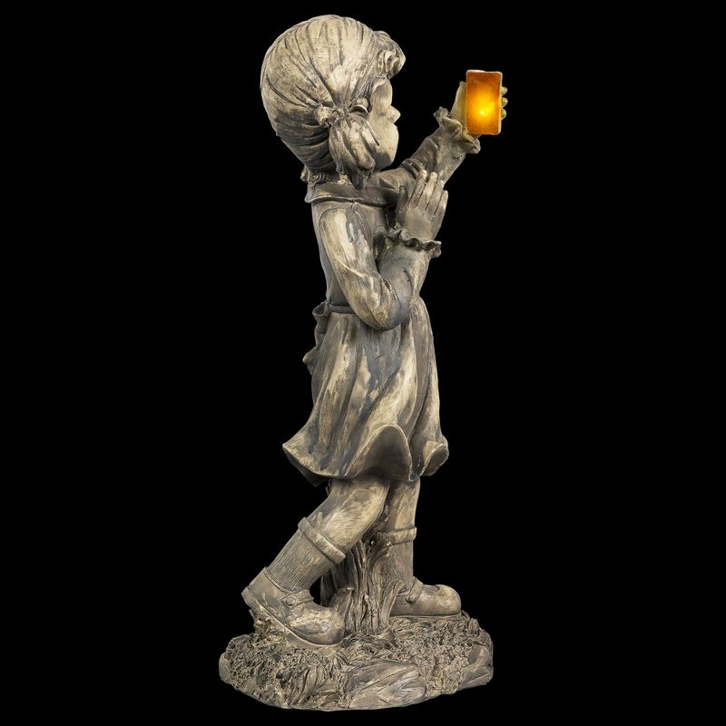 Northlight 18" Distressed Gray Girl with Cell Phone Solar Powered LED Lighted Outdoor Patio Garden Statue, 3 of 7