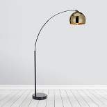 Williamsburg Modern Arched Floor Lamp with Bell Shade and Marble Base - Teamson Home