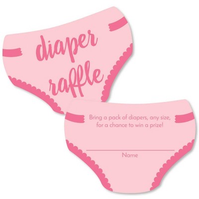 Big Dot of Happiness Baby Girl - Diaper Shaped Raffle Ticket Inserts - Pink Baby Shower Activities - Diaper Raffle Game - Set of 24
