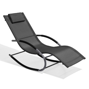 Crestlive Products Patio Rocking Chair Curved Rocker Chaise Lounge Chair with Pillow for Beach Yard Pool - 1 of 4