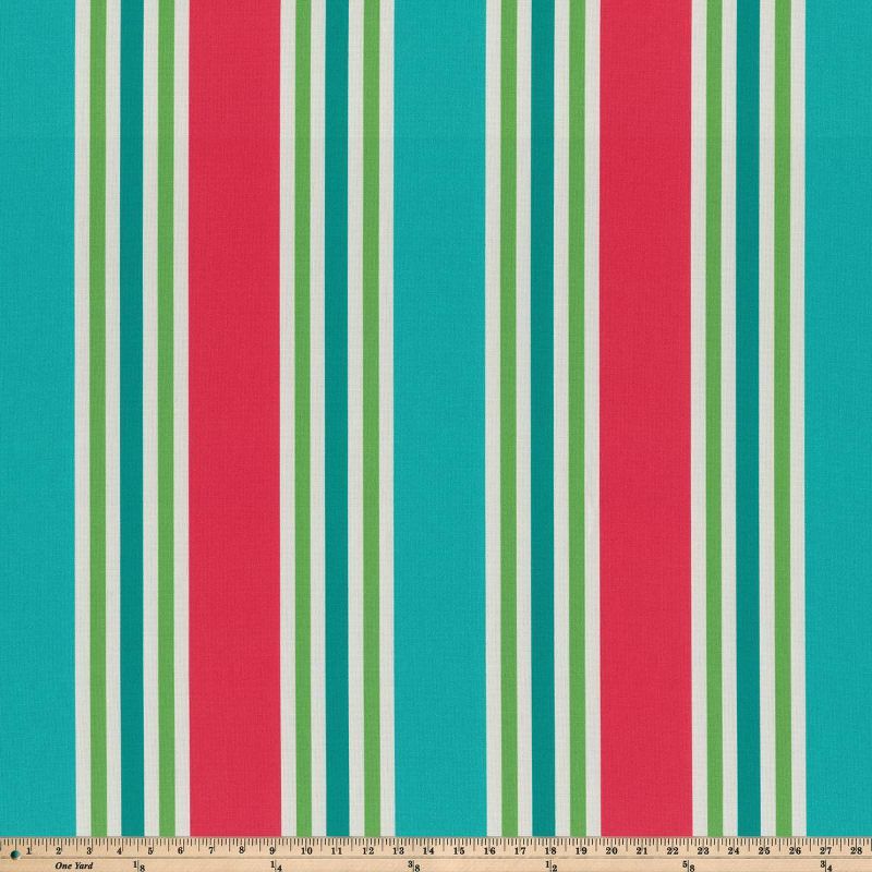 2pc Aruba Stripe Rounded Corners Outdoor Seat Cushions Turquoise/Coral - Pillow Perfect, 5 of 8