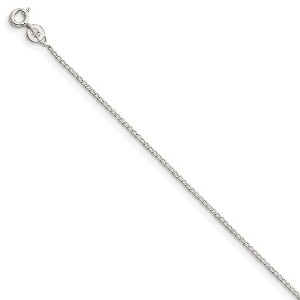 Black Bow Jewelry 1mm, Sterling Silver, Open Curb Chain Anklet, 9 inch - 1 of 3