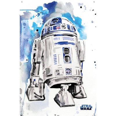 Star Wars R2D2 Watercolor Poster with Pushpins, 22.375" x 34"