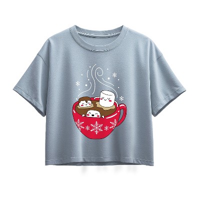 Girls' - Instant Message - Marshmallow Hot Tub Short Sleeve Boxy Graphic T-Shirt