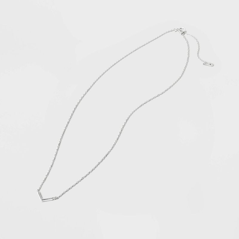 Sterling Silver V Bar Necklace - Silver, 3 of 5