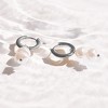 EVRY JEWELS WATERPROOF Gold or Silver Plated Stainless Steel Double Pearl Drop Hoop Earrings - 3 of 3