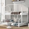 NicBex Twin Over Full Metal Bunk Bed with Ladder,House Shaped Loft Bed with Safety Guardrail for Bedroom,Black/White/Pink - 2 of 4