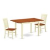East West Furniture NOWE3-BMK-W 3 Pc Dining set with a Dining Table and 2 Kitchen Chairs in Buttermilk and Cherry - 2 of 2