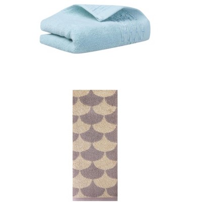 REGALWOVEN Cotton Geometric Absorbent Soft Decorative Hand Towel for Bathroom Hand Face Gym Spa 14" x 30"/13" x 29" 2 Pcs