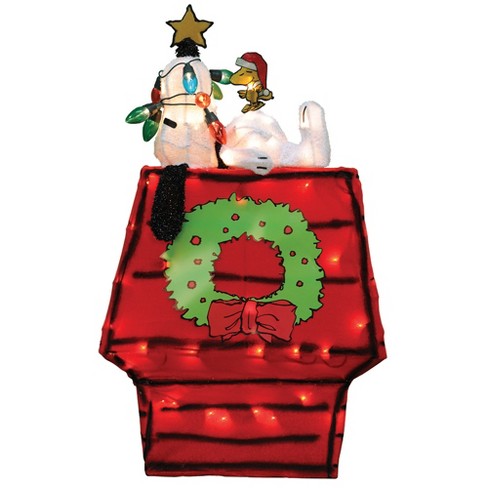 Peanuts 26in Peanuts 3d Led Pre Lit Yard Art Snoopy On Dog House With ...