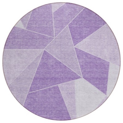 Lilac And Purple Geometric Washable Indoor Outdoor Area Rug