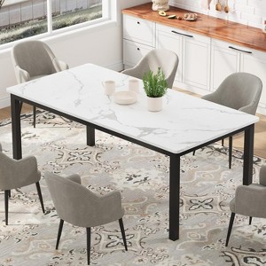 71 Inch Industrial Dining Table, Large Rectangle Kitchen Table with Metal Legs, Round Corners, Wooden Conference Table Writing Desk for Dining Room - 1 of 4