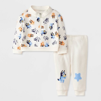 Image of Baby Bluey Figures Top and Bottom Set - Cream 3-6M