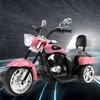 Infans 6V Kids Ride On Chopper Motorcycle 3 Wheel Trike with Headlight and Horn Pink - 3 of 4