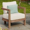 Outdoor Patio Wooden Club Arm Chair,Garden Backyard Tub Shape Fabric Upholstered Dining Armchair,Modern Curved Back Arm Chair-Coolbibila - 3 of 4