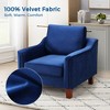 Whizmax Velvet Accent Chair, Mid-Century Modern Chair, Upholstered Armchair with Removable Backrest and Seat Cushion, Single Sofa Side Chair, Blue - 3 of 4