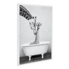 23" x 33" Sylvie Giraffe in Tub Framed Canvas Wall Art by Amy Peterson White - DesignOvation: Modern Style, Animal Screen Print, Plastic Frame - 2 of 4