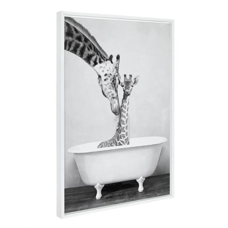 23&#34; x 33&#34; Sylvie Giraffe in Tub Framed Canvas Wall Art by Amy Peterson White - DesignOvation, 3 of 7