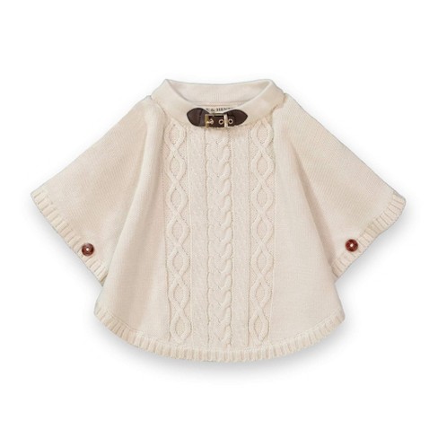 Hope & Henry Girls' Cable Sweater Cape (ivory, 12-18 Months) : Target