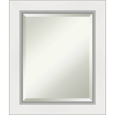 22" x 26" Eva White Framed Wall Mirror Silver - Amanti Art