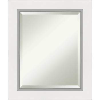 22" x 26" Eva White Framed Wall Mirror Silver - Amanti Art
