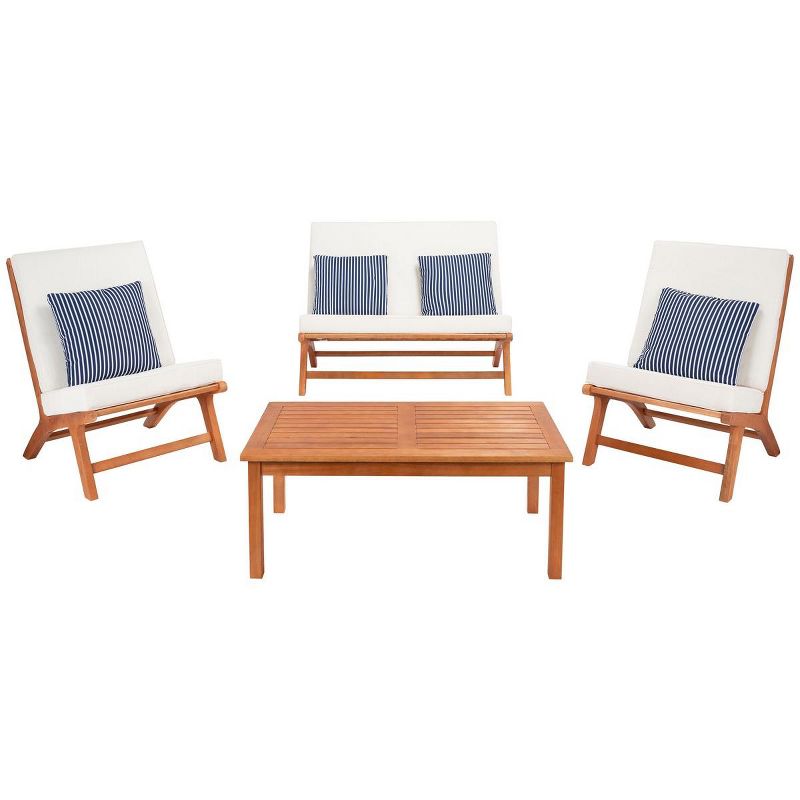 Chaston 4 Piece Patio Outdoor Patio Outdoor Living Set With Accent Pillows  - Safavieh, 1 of 10