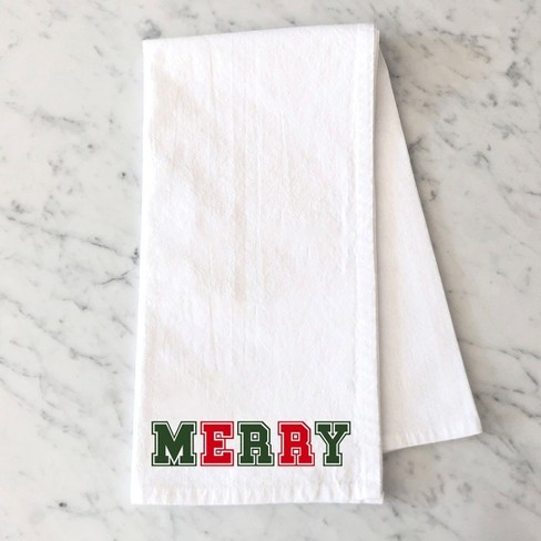 City Creek Prints Merry Red And Green Bold Tea Towels - White - image 1 of 2