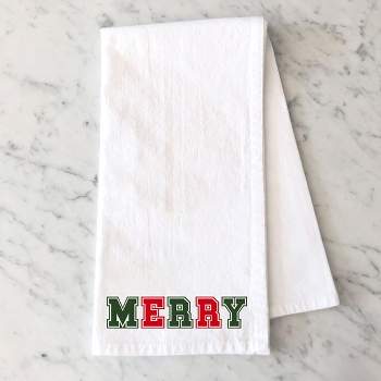 City Creek Prints Merry Red And Green Bold Tea Towels - White