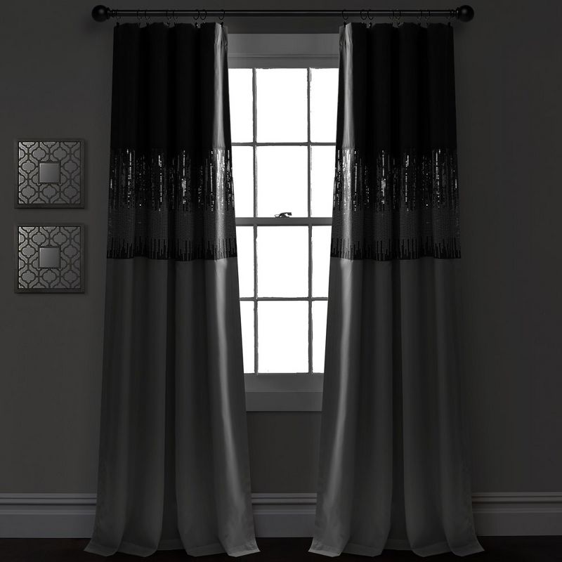 Night Sky 100% Lined Blackout Window Curtain Panel Gray/White Single 42X84, 2 of 7