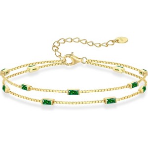 Dainty Sterling Silver Birthstone Bracelet, Simple Charm Link Jewelry, Birthday Anniversary Christmas Gift for Women - 1 of 4