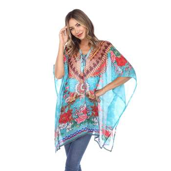 Short Caftan with Tie-up Neckline - One Size Fits Most - White Mark