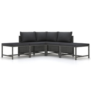 VidaXL 5 Piece Patio Sofa Set with Cushions Gray Poly Rattan - 1 of 4