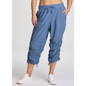 RBX Women's Lightweight Quick Drying Capris Adjustable Leg/Inseam Stretch Woven Workout Hiking Cropped Jogger Pants with Pockets - 1 of 4