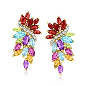 Ross-Simons 3.50 ct. t.w. Multi-Gemstone Drop Earrings in 18kt Gold Over Sterling - 1 of 2