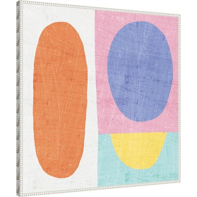 Pastel Abstract Geometric Canvas Art with White Frame